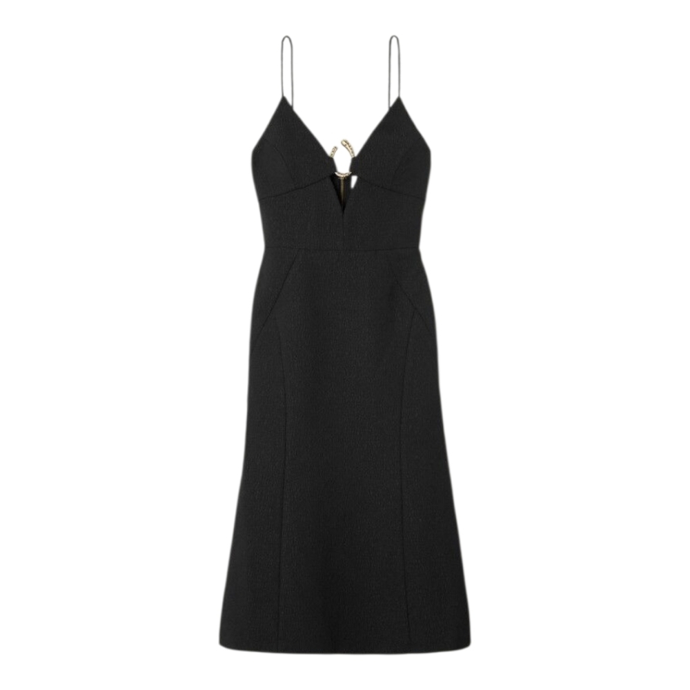 NWT $599 Rebecca Vallance Romy Embellished Cloqué Midi Dress - Black Size 10